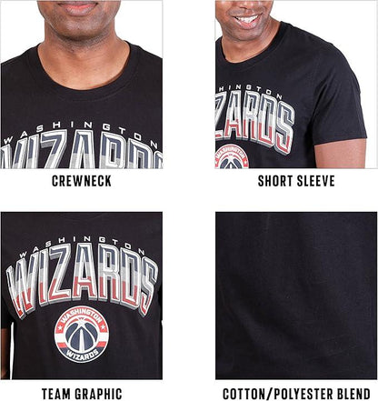 Ultra Game NBA Official Men’s Super Soft Supreme T-Shirt - Unisex, Washington Wizards, Black|Washington Wizards