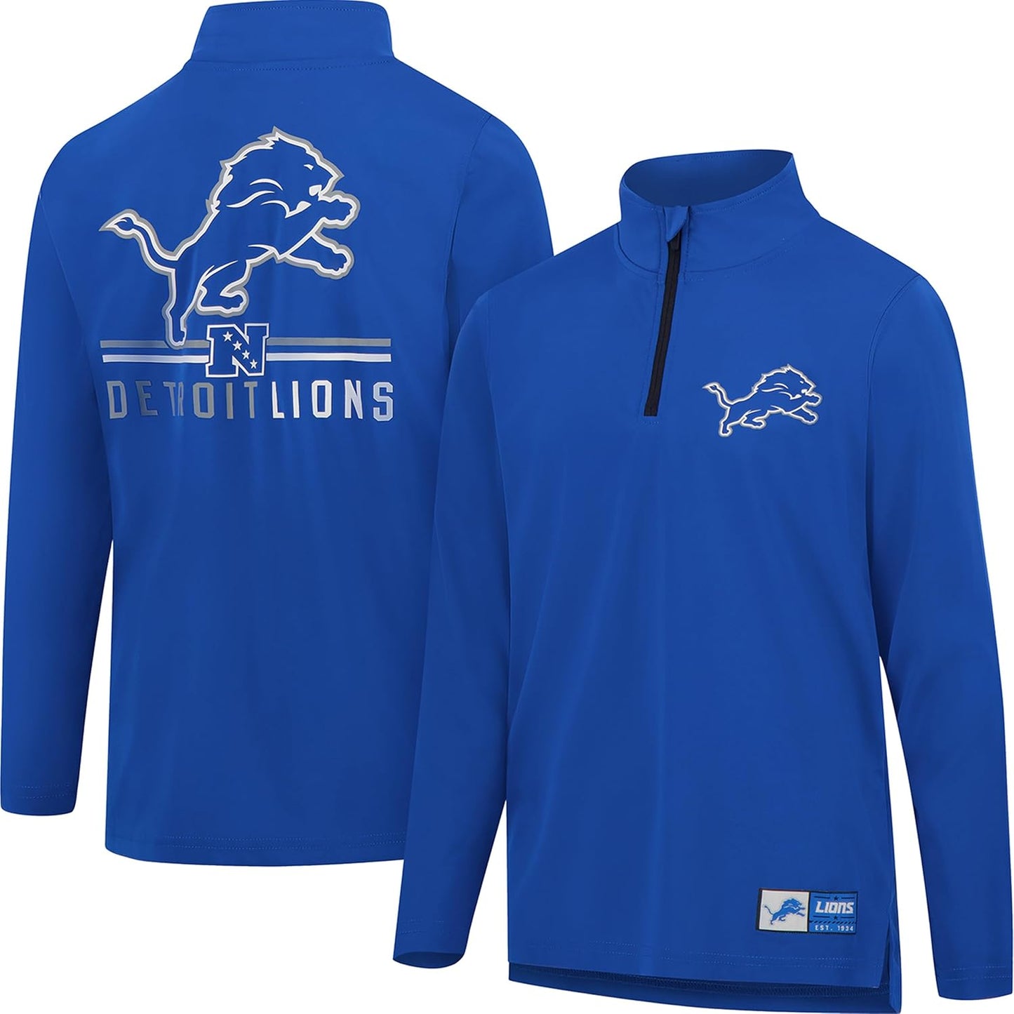 NFL Official Adults Super Soft Quarter Zip Long Sleeve T-Shirt - Unisex|Detroit Lions