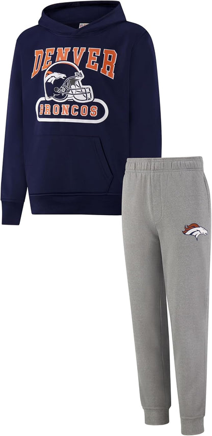 Ultra Game NFL Official Youth Super Soft Jogger & Hoodie Sweatshirt Set, Denver Broncos, Team Color|Denver Broncos