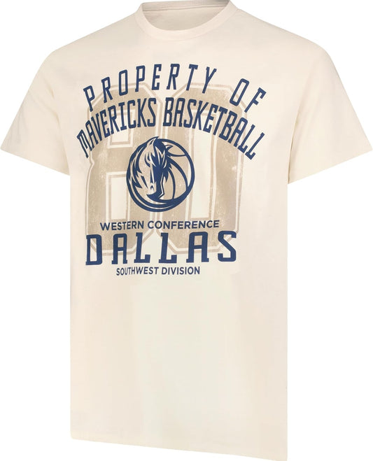 Ultra Game NBA Official Men's Standard Super Soft Nostalgic T-Shirt, Dallas Mavericks,Cream|Dallas Mavericks