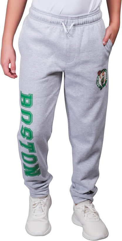 Ultra Game Youth's NBA Official Super Soft Game Day Jogger Sweatpants, Boston Celtics, Heather Gray|Boston Celtics