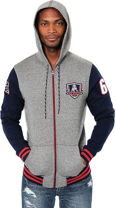 Ultra Game NFL Official Adults Super Soft Supreme Full Zip Varsity Hoodie Sweatshirt Jacket-Unisex, New England Patriots, Heather Gray|New England Patriots