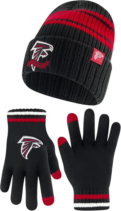 Ultra Game NFL Atlanta Falcons Official Adults Super Soft Winter Beanie Knit Hat with Extra Warm Touch Screen Gloves, 1SIZE|Atlanta Falcons