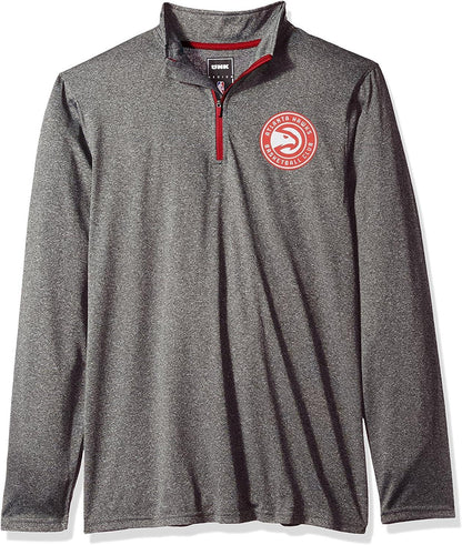 Ultra Game NBA Official Men’s Quarter Zip Long Sleeve Pullover T-Shirt - Unisex, Atlanta Hawks|Atlanta Hawks