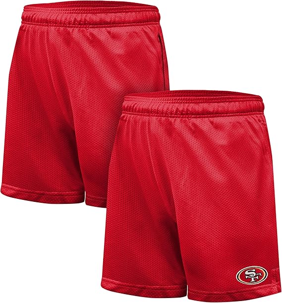 Ultra Game NFL Official Adults Super Soft Mesh Active Training Shorts, San Francisco 49ers, Team Color|San Francisco 49ers