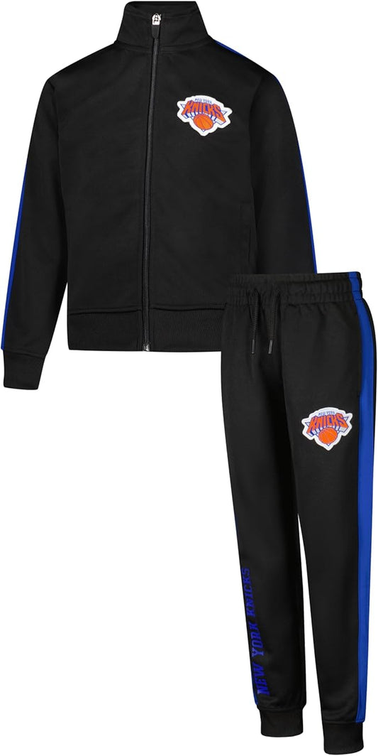 Ultra Game Youth NBA Official Super Soft Full Zip Active Track Jacket and Pants Set, New York Knicks, Black|New York Knicks