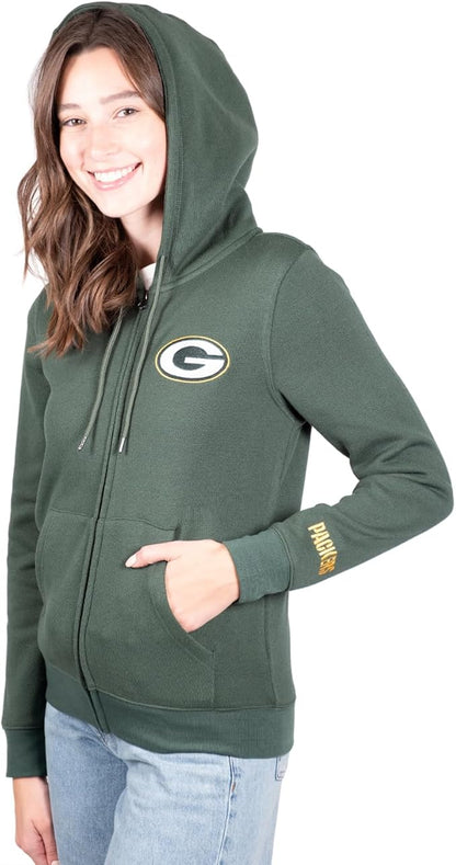 NFL Green Bay Packers Womens Full Zip Soft Marl Knit Hoodie Sweatshirt Jacket|Green Bay Packers