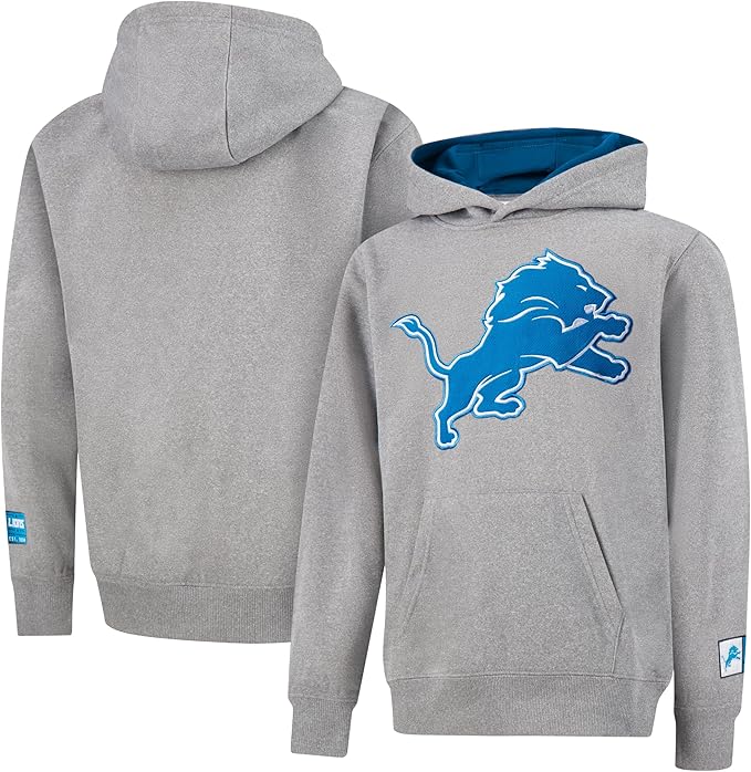 NFL Official Youth Super Soft Hoodie Sweatshirt Pullover - Warm Polyester Blend|Detroit Lions