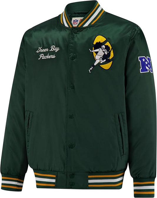 NFL Official Adults Supreme Satin Heritage Jacket|Green Bay Packers