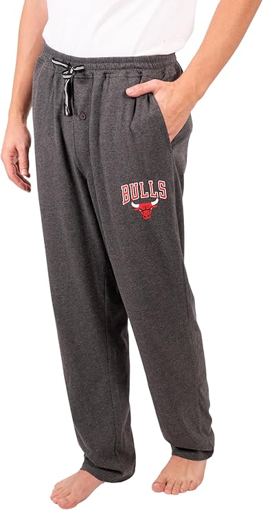 Ultra Game Men's NBA Official Sleepwear Super Soft Pajama Loungewear Pants, Chicago Bulls, Heather Charcoal 23|Chicago Bulls