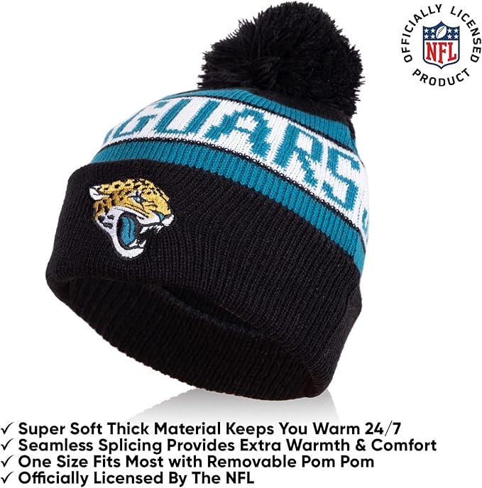 Ultra Game NFL Official Youth Super Soft Winter Beanie Knit Hat With Extra Warm Touch Screen Gloves, Jacksonville Jaguars, Team Color 1, 1 SIZE|Jacksonville Jaguars