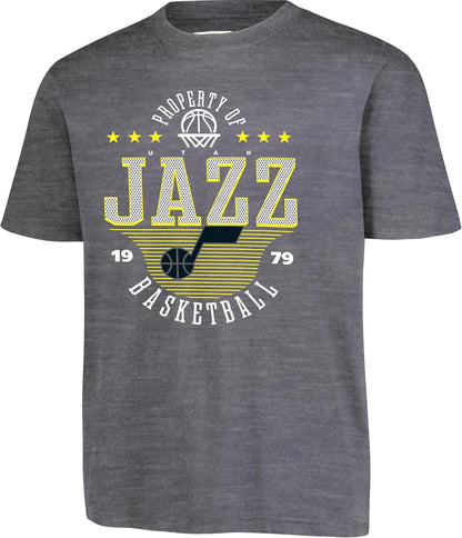 Ultra Game NBA Official Youth Super Soft Mad Props T-Shirt, Utah Jazz, Heather Charcoal|Utah Jazz