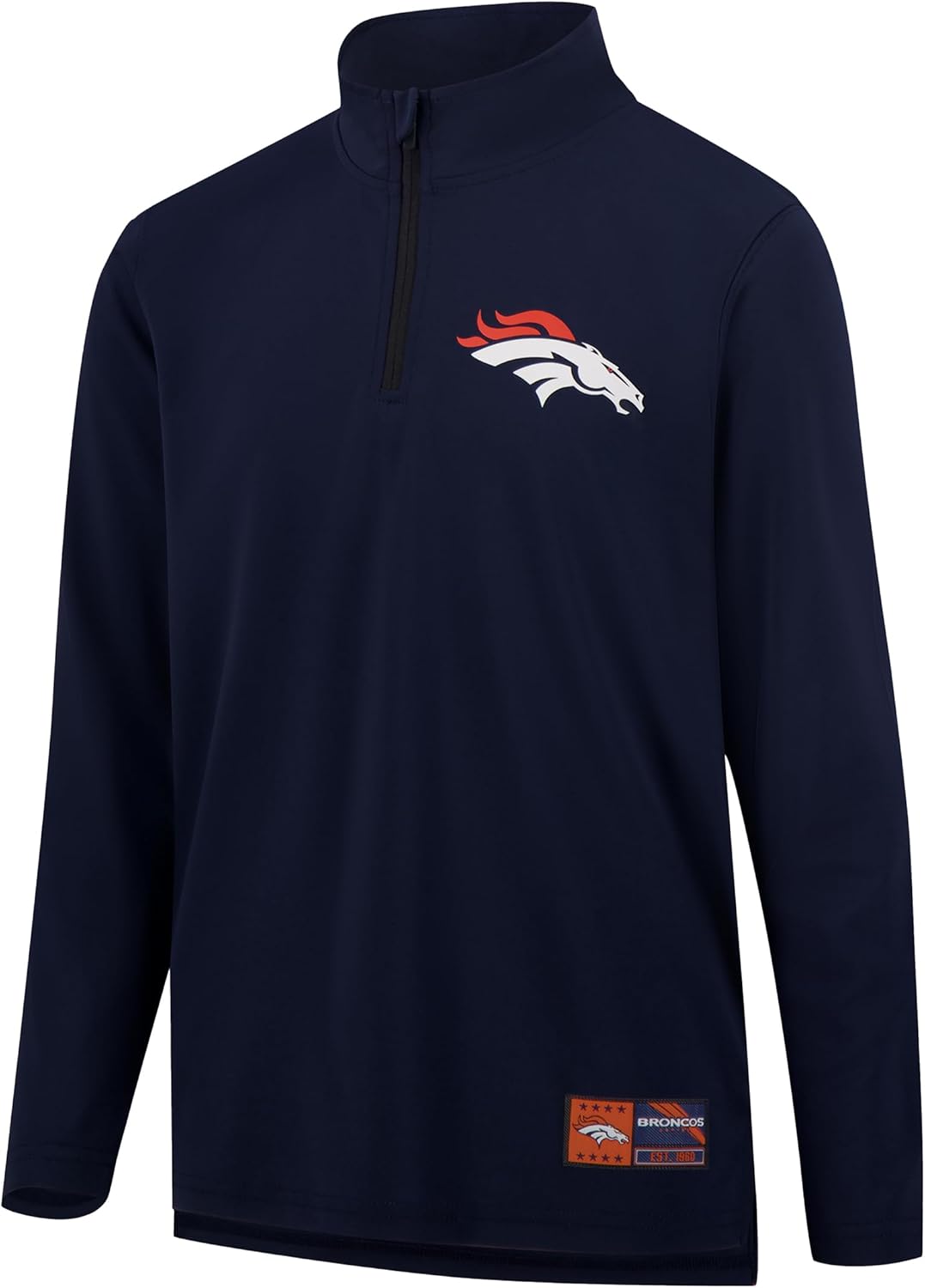 Ultra Game NFL Official Adults Super Soft Quarter Zip Long Sleeve T-Shirt - Unisex Denver Broncos|Denver Broncos