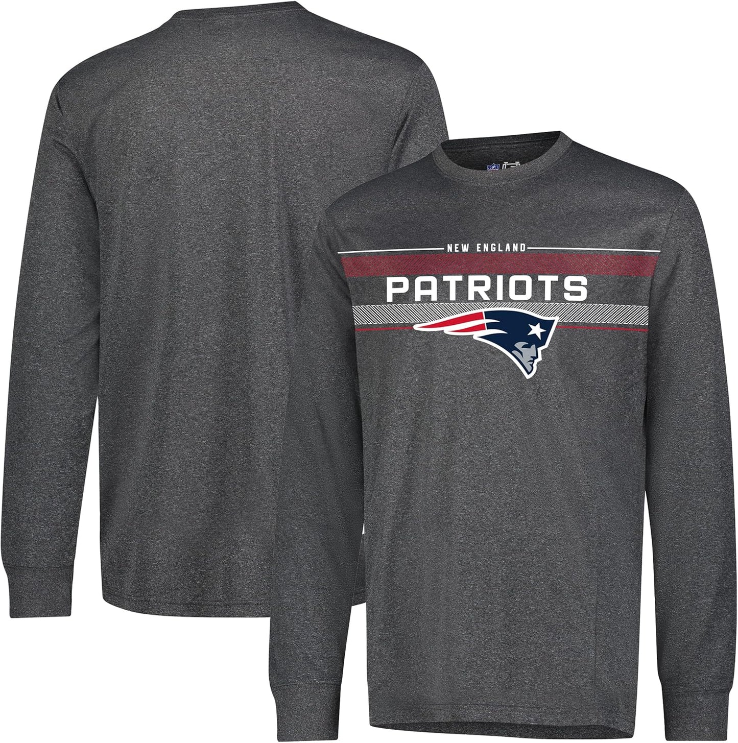 Ultra Game NFL Official Adults Super Soft Game Day Long Sleeve T-Shirt - Unisex, New England Patriots, Heather Charcoal 24|New England Patriots