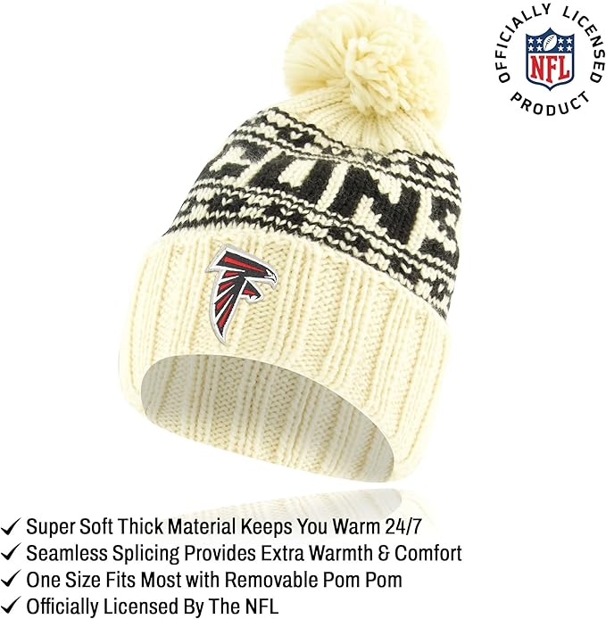 Ultra Game NFL Official Adults Super Soft Cable Knit Winter Beanie Knit Hat with Extra Warm Touch Screen Gloves, Atlanta Falcons, One Size|Atlanta Falcons