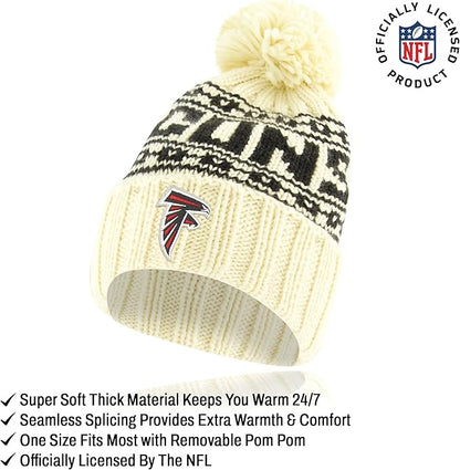 Ultra Game NFL Official Adults Super Soft Cable Knit Winter Beanie Knit Hat with Extra Warm Touch Screen Gloves, Atlanta Falcons, One Size|Atlanta Falcons