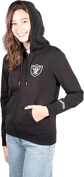 NFL Official Women's Full Zip Soft Sherpa Hoodie Sweatshirt Jacket|Las Vegas Raiders