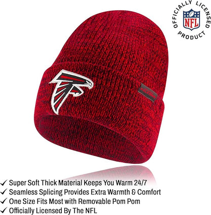 Ultra Game Youth NFL Official Super Soft Marl Knit Winter Beanie Knit Hat with Extra Warm Touch Screen Gloves|Atlanta Falcons