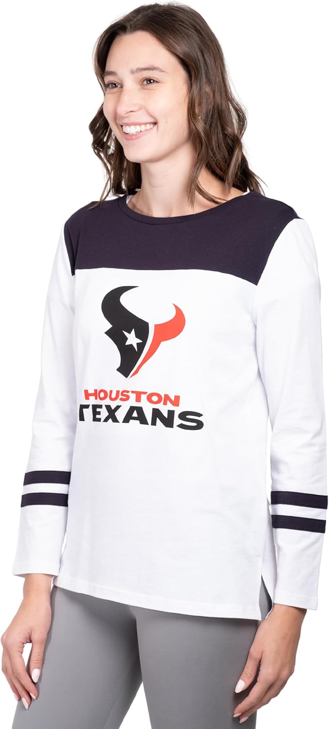 NFL Women's Official Super Soft Raglan Vintage Baseball T-Shirt|Houston Texans