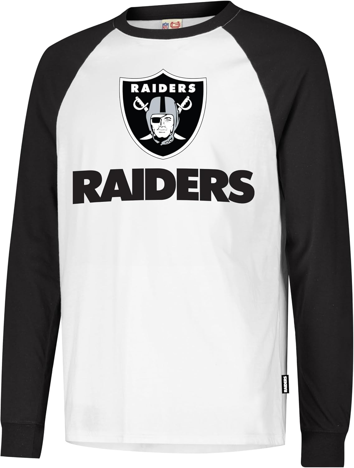 Ultra Game NFL Official Adults Super Soft Raglan Baseball Long Sleeve T-Shirt, Las Vegas Raiders, White|Las Vegas Raiders