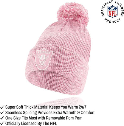 Ultra Game Adults Unisex NFL Official Super Soft Winter Beanie Knit Hat with Extra Warm Touch Screen Gloves|Las Vegas Raiders