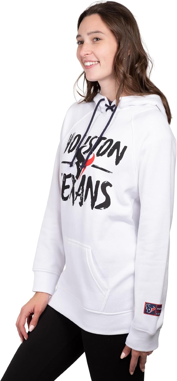 NFL Official Women's Super Soft Tie Neck Pullover Hoodie Sweatshirt|Houston Texans