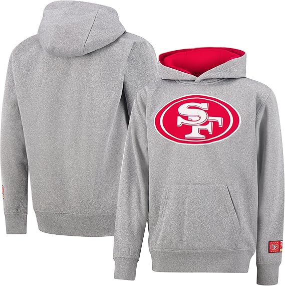 NFL Official Youth Super Soft Hoodie Sweatshirt Pullover - Warm Polyester Blend|San Francisco 49ers