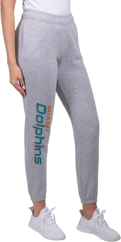 Ultra Game NFL Official Women's Super Soft Fleece Jogger Sweatpants, Miami Dolphins|Miami Dolphins