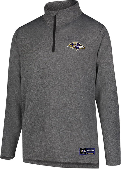 Ultra Game NFL Official Adults Super Soft Quarter Zip Long Sleeve T-Shirt - Unisex Baltimore Ravens|Baltimore Ravens