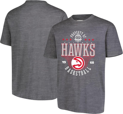 Ultra Game NBA Official Men's Standard Super Soft Mad Props T-Shirt, Atlanta Hawks, Heather Charcoal|Atlanta Hawks