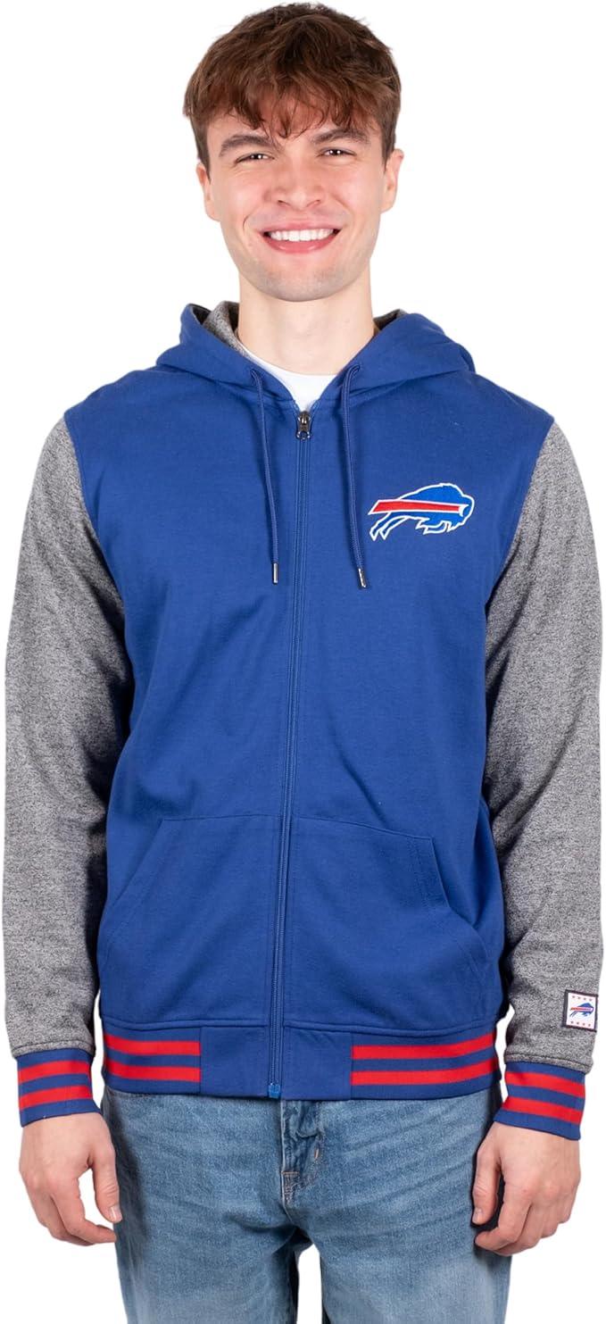 Ultra Game NFL Official Adults Ultimate Full Zip Varsity Hoodie Sweatshirt Jacket - Unisex, Buffalo Bills, Team Color|Buffalo Bills