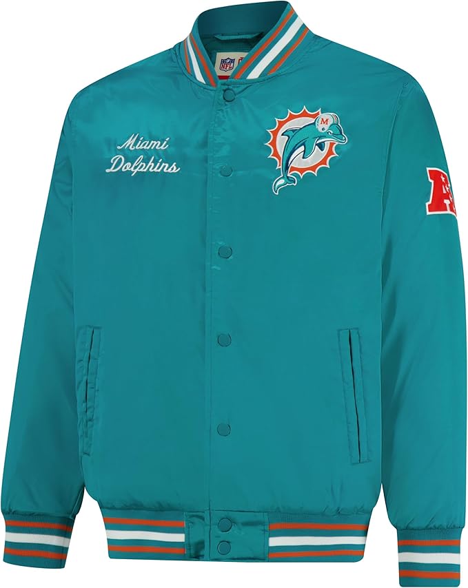 NFL Official Adults Supreme Satin Heritage Jacket|Miami Dolphins