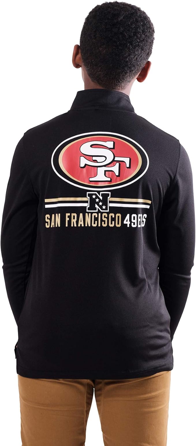 NFL Official Youth Super Soft Quarter Zip Long Sleeve T-Shirt|San Francisco 49ers