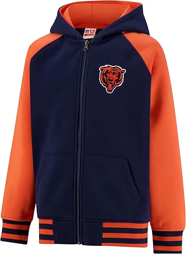 Ultra Game NFL Official Boy's Super Soft Full Zip Varsity Hoodie Sweatshirt, Chicago Bears, Team Color 2024|Chicago Bears