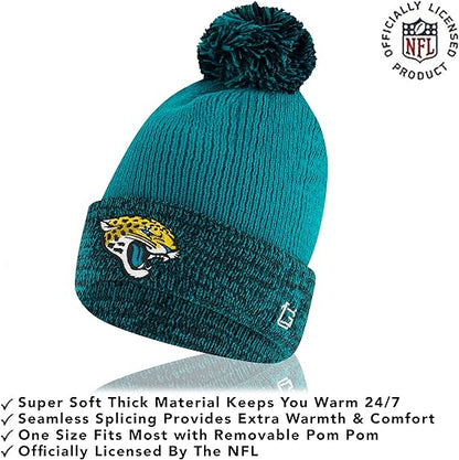 Ultra Game NFL Official Adults Super Soft Two Tone Winter Beanie Knit Hat with Extra Warm Touch Screen Gloves, Jacksonville Jaguars, Team Color, One Size|Jacksonville Jaguars