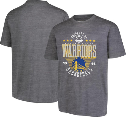 Ultra Game NBA Official Men's Standard Super Soft Mad Props T-Shirt, Golden State Warriors, Heather Charcoal|Golden State Warriors