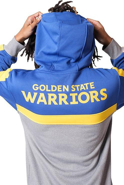 Ultra Game NBA Official Men’s Contrast Back Cut Full Zip Hoodie Sweatshirt - Unisex, Golden State Warriors, Team Color|Golden State Warriors