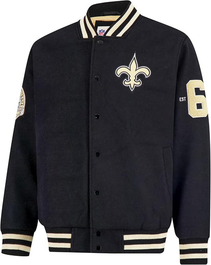 Ultra Game NFL Official Adults Classic Varsity Coaches Jacket Coat - Unisex, New Orleans Saints, Team Color|New Orleans Saints