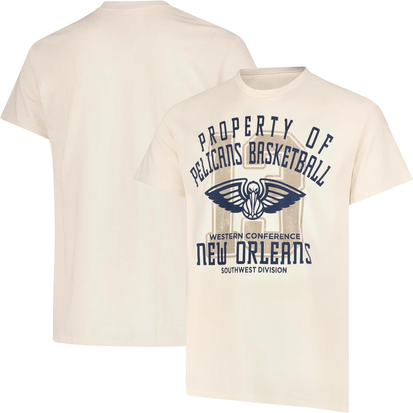 Ultra Game NBA Official Men's Standard Super Soft Nostalgic T-Shirt, New Orleans Pelicans,Cream|New Orleans Pelicans