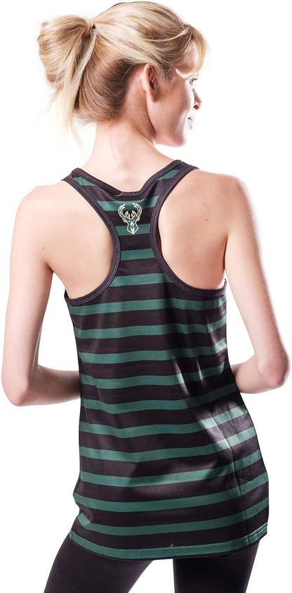 Ultra Game NBA Women's Super-Soft Mesh Racerback Tank Top, Milwaukee Bucks|Milwaukee Bucks