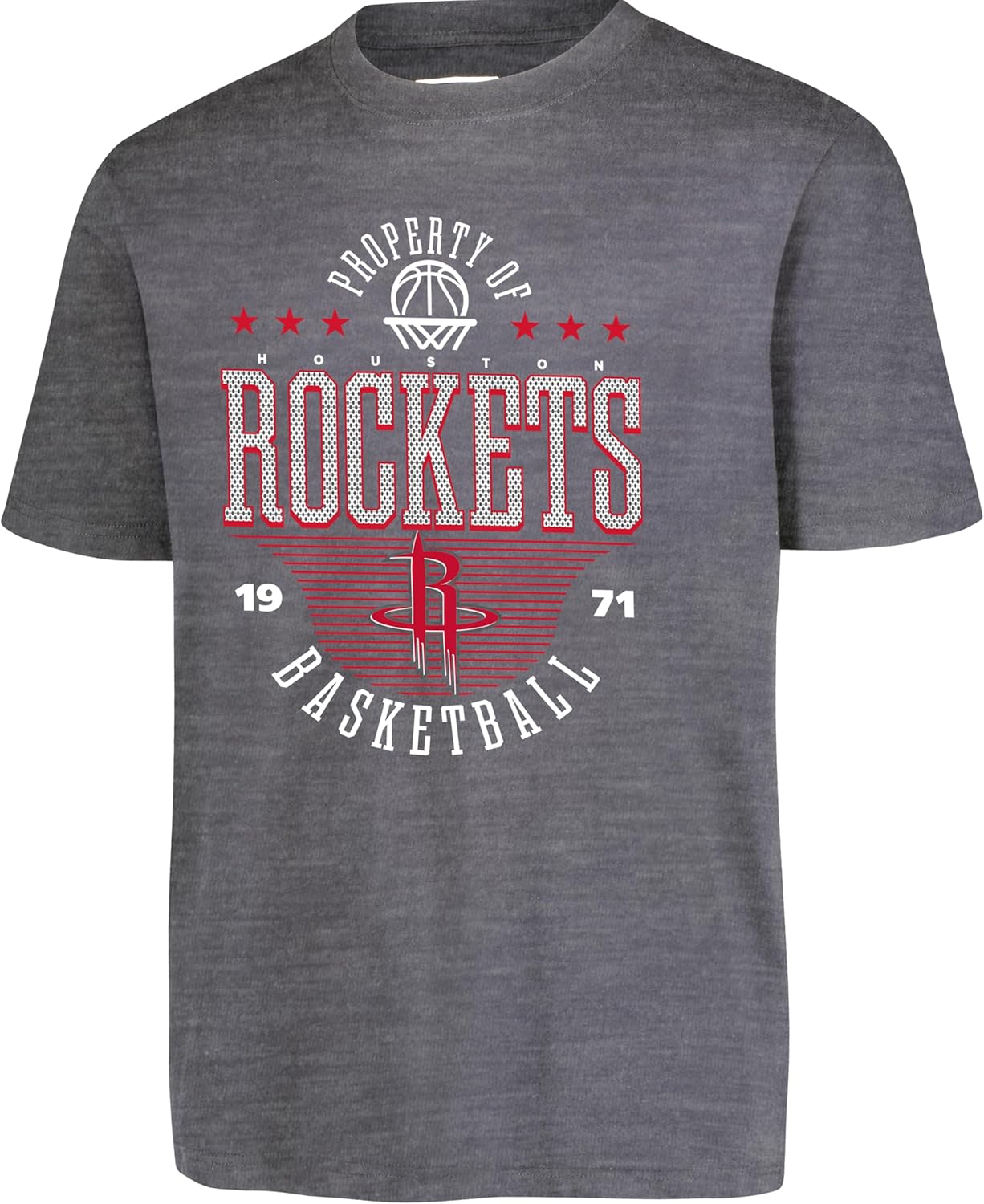 Ultra Game NBA Official Youth Super Soft Mad Props T-Shirt, Houston Rockets, Heather Charcoal|Houston Rockets