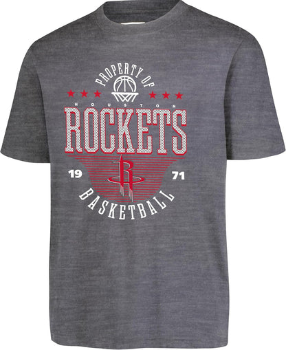 Ultra Game NBA Official Youth Super Soft Mad Props T-Shirt, Houston Rockets, Heather Charcoal|Houston Rockets