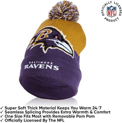 Ultra Game NFL Official Adults Unisex Super Soft Winter Beanie Knit Hat With Extra Warm Touch Screen Gloves, Baltimore Ravens, Team Color, 1 SIZE|Baltimore Ravens