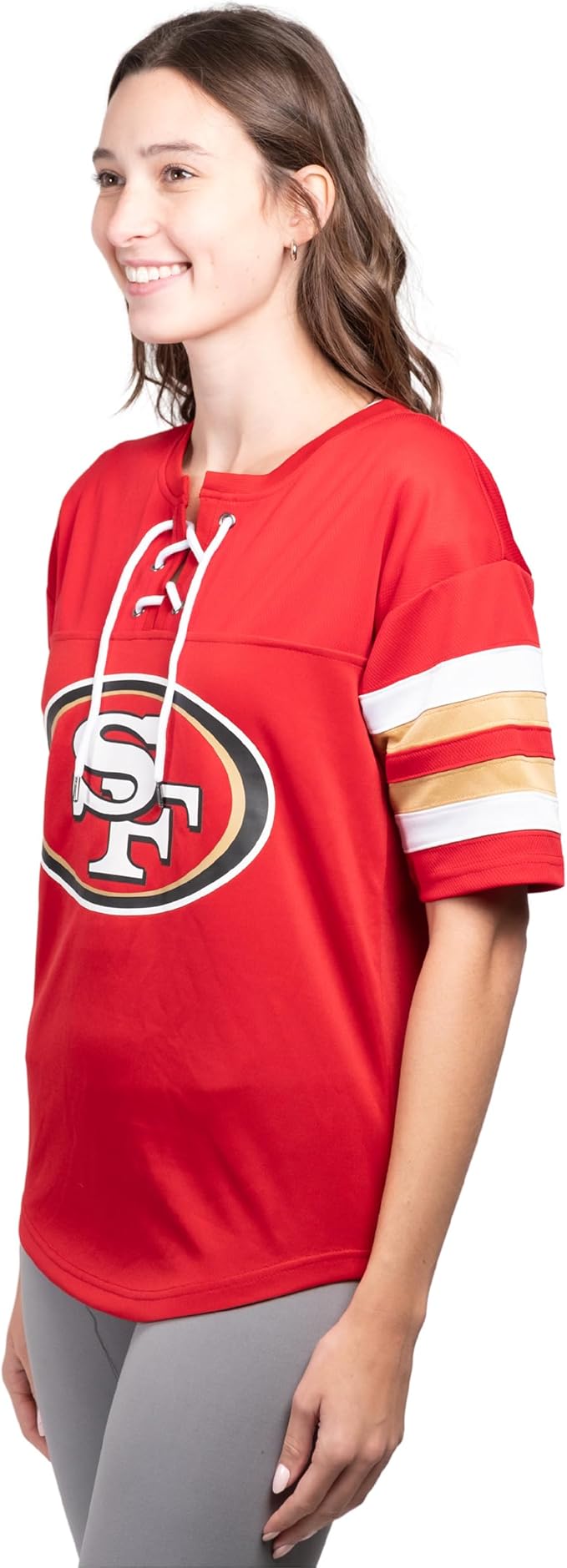 NFL Womens Standard Lace Up Tee Shirt Penalty Box|San Francisco