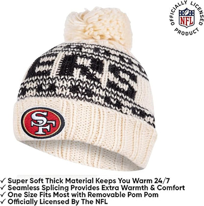 NFL Official Super Soft Cable Knit Winter Beanie Knit Hat with Extra Warm Touch Screen Gloves|San Francisco 49ers