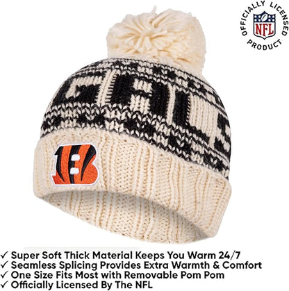 NFL Official Super Soft Cable Knit Winter Beanie Knit Hat with Extra Warm Touch Screen Gloves|Cincinnati Bengals