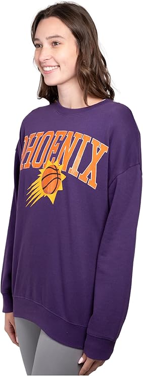 Ultra Game NBA Official Women's Extra Soft Fleece Distressed Oversized Pullover Sweatshirt, Phoenix Suns, Team Color|Phoenix Suns