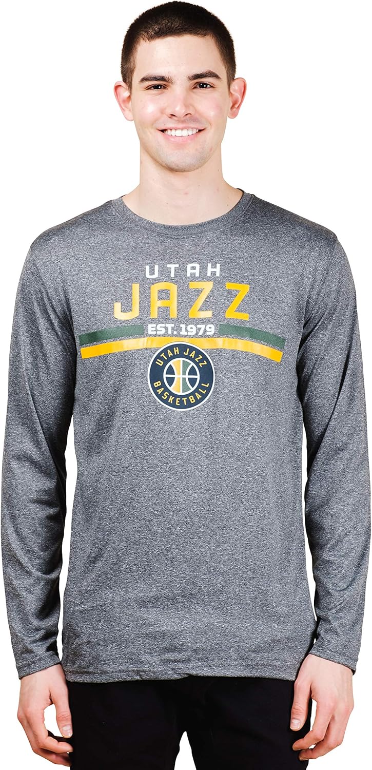 Ultra Game NBA Official Men's Active Long Sleeve Pullover T-Shirt, Utah Jazz|Utah Jazz