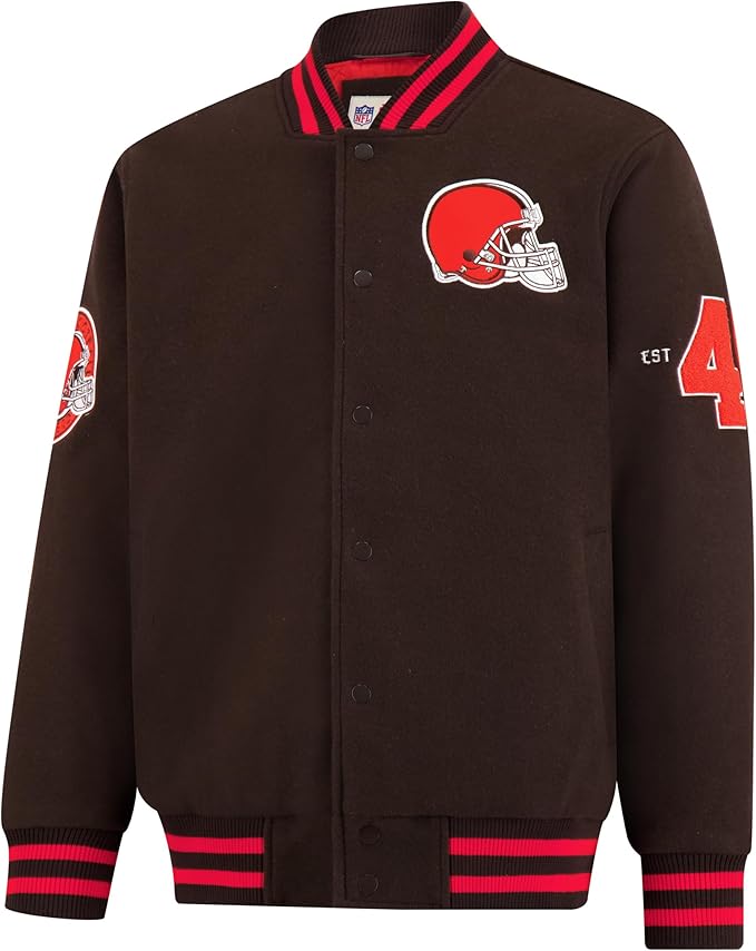 Ultra Game NFL Official Adults Classic Varsity Coaches Jacket Coat - Unisex, Cleveland Browns, Team Color|Cleveland Browns