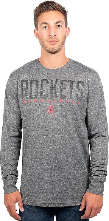 Ultra Game NBA Official Men’s Super Soft Game Day Long Sleeve T-Shirt - Unisex Houston Rockets|Houston Rockets